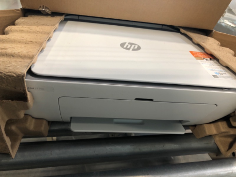 Photo 4 of HP DeskJet 2755e Wireless Color All-in-One Printer with bonus 6 months Instant Ink (26K67A), white