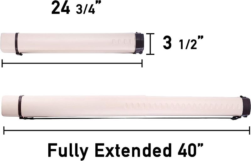 Photo 1 of 1-Pack Extendable Poster Tubes Expand from 24.5” to 40” with Shoulder Strap | Carry Documents, Blueprints, Drawings and Art | Creamy White 