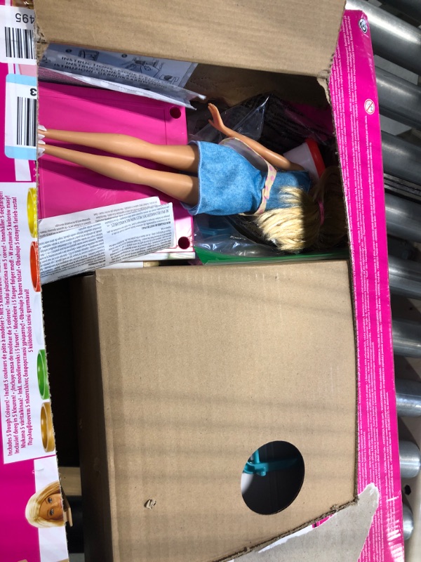 Photo 1 of Barbie Kitchen Playset with Doll, Lights & Sounds, Food Molds, 5 Dough Colors and 20+ Accessories Frustration Free