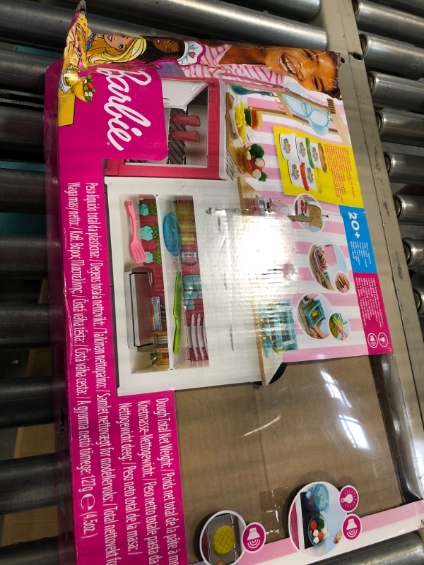 Photo 1 of Barbie Kitchen Playset with Doll, Lights & Sounds, Food Molds, 5 Dough Colors and 20+ Accessories Frustration Free