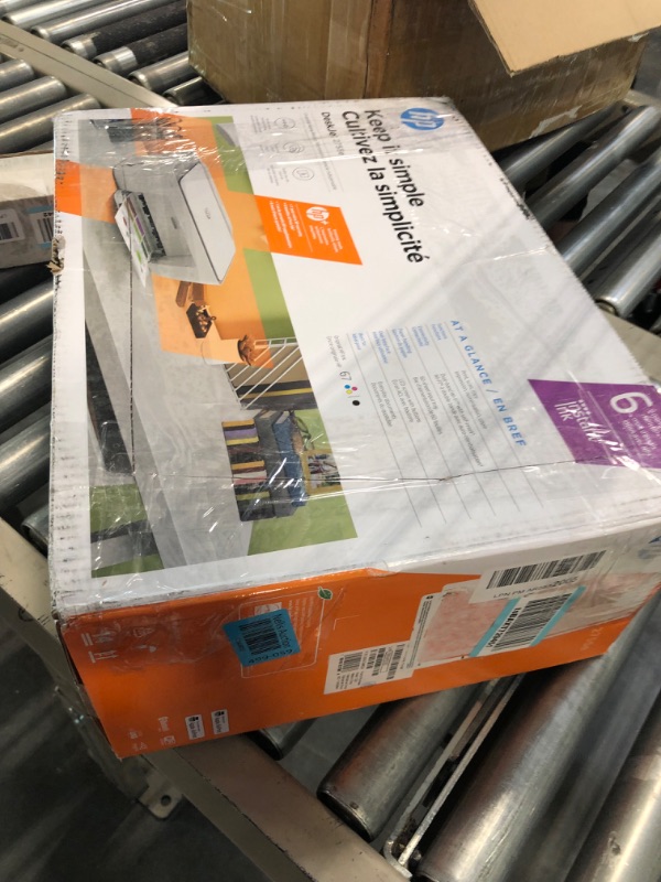Photo 1 of HP DeskJet 2755e Wireless Color All-in-One Printer with bonus 6 months Instant Ink (26K67A), white