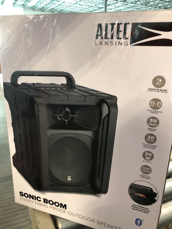 Photo 4 of Altec Lansing Sonic Boom - Waterproof Bluetooth Speaker with Phone Charger, IP67 Outdoor Speaker, 3 USB Charging Ports, 50 Foot Range & 20 Hours Battery Life