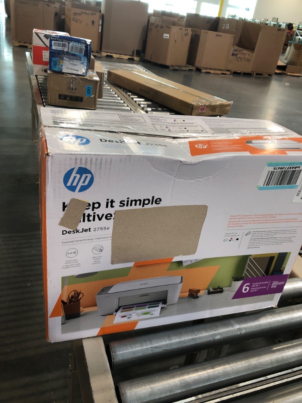 Photo 2 of HP DeskJet 2755e Wireless Color All-in-One Printer with bonus 6 months Instant Ink (26K67A), white