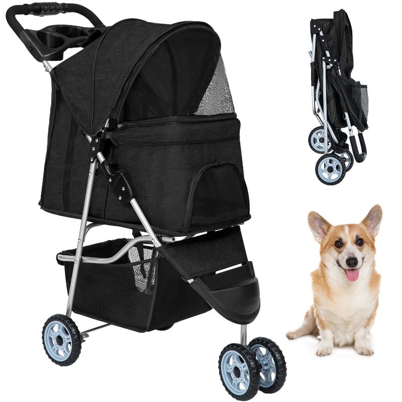 Photo 1 of BestPet Pet Stroller Dog Cat Jogger Stroller for Medium Small Dogs Cats Folding Lightweight Travel Stroller with Cup Holder 