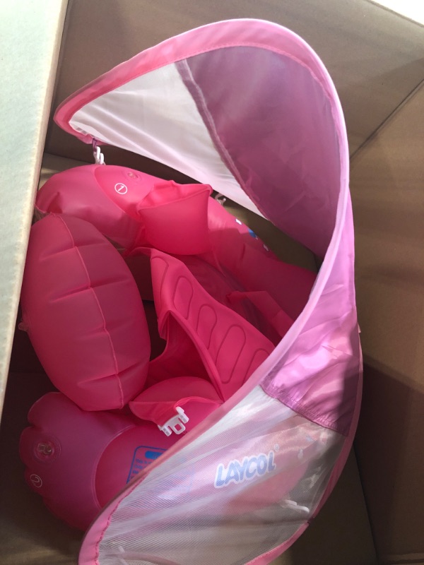 Photo 1 of LAYCOL Baby Swimming Float with UPF50+ Sun Canopy Baby Floats for Pool Safety-Add Tail No Flip Overbaby Pool for Baby Age of 3-36 Months… (Pink Upgrate, Large) Pink Large