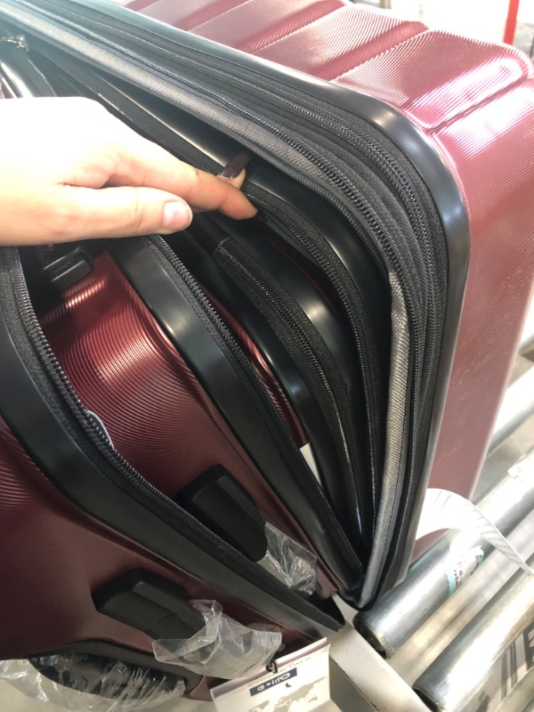 Photo 1 of COOLIFE Luggage Expandable Suitcase PC ABS TSA Luggage 3 Piece Set Lock Spinner Carry on (wine red