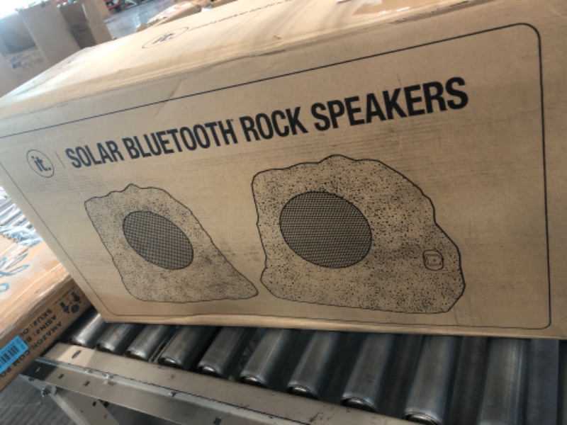 Photo 1 of Innovative Technology Outdoor Rock Speaker Pair - Wireless Bluetooth Speakers for Garden, Patio, Waterproof, Built for all Seasons & Solar Powered with Rechargeable Battery, Music Streaming - Charcoal