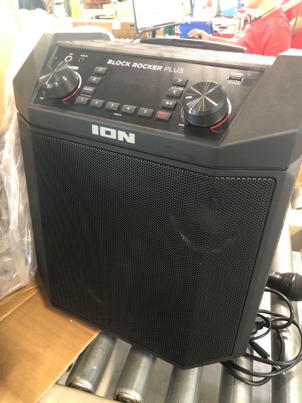 Photo 1 of ION Audio Block Rocker Plus - Portable Bluetooth Speaker 100W W/Battery, Karaoke Microphone, AM FM Radio, Wheels & Telescopic Handle and USB Charging, Black