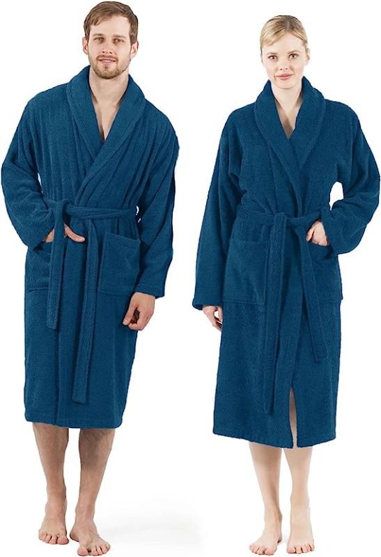 Photo 1 of DAN RIVER Terry Cloth Robes for Women and Men - Lightweight 100% Cotton Bathrobe - Unisex Plush Robe Perfect for Spa & Shower