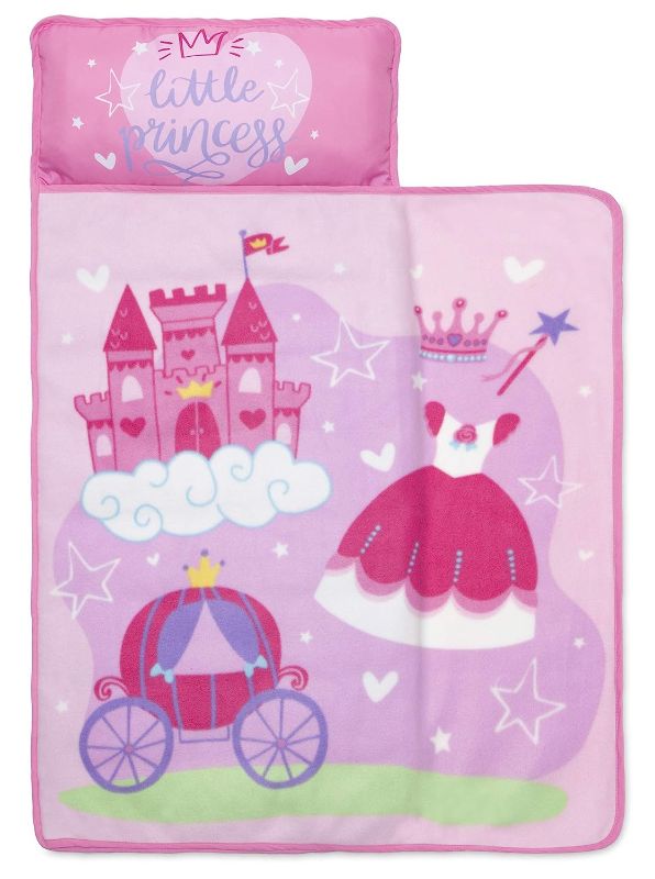 Photo 1 of Funhouse Little Princess Kids Nap Mat Set – Includes Pillow and Fleece Blanket – Great for Girls Napping during Daycare or Preschool - Fits Toddlers, Pink
