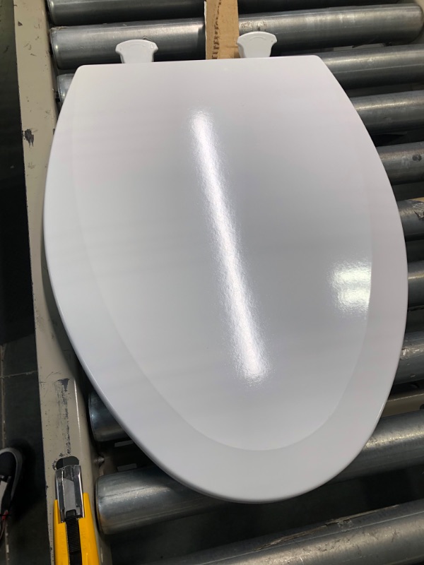 Photo 1 of Bemis 1500EC 390 Lift-Off Wood Elongated Toilet SEAT, Cotton White