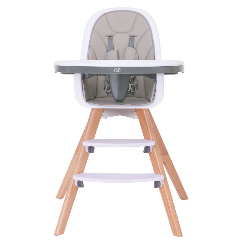 Photo 1 of Baby High Chair with Double Removable Tray for Baby/Infants/Toddlers, 3-in-1 Wooden High Chair/Booster/Chair | Grows with Your Child | Adjustable Legs | Modern Wood Design | Easy to Assemble
