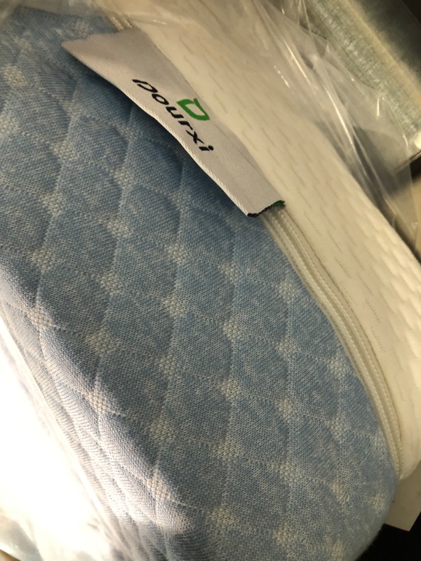 Photo 1 of Dourxi Crib Mattress, Dual Sided Comfort Memory Foam Toddler Bed Mattress, Triple-Layer Breathable Premium Baby Mattress for Infant and Toddler w/Removable Outer Cover - White&Blue