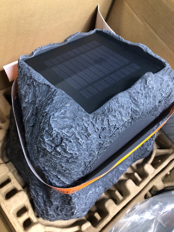 Photo 3 of Innovative Technology Outdoor Rock Speaker Pair - Wireless Bluetooth Speakers for Garden, Patio, Waterproof, Built for all Seasons & Solar Powered with Rechargeable Battery, Music Streaming - Charcoal