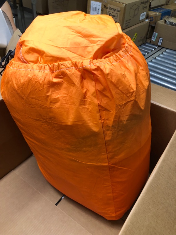 Photo 1 of AUQDD 6-Layers PEVA New Material Sedan Full Padded Car Cover Waterproof All Weather Weatherproof UV Sun Protection Snow Dust Storm Resistant Outdoor Exterior Custom Form-Fit Straps 188"-198" Orange
