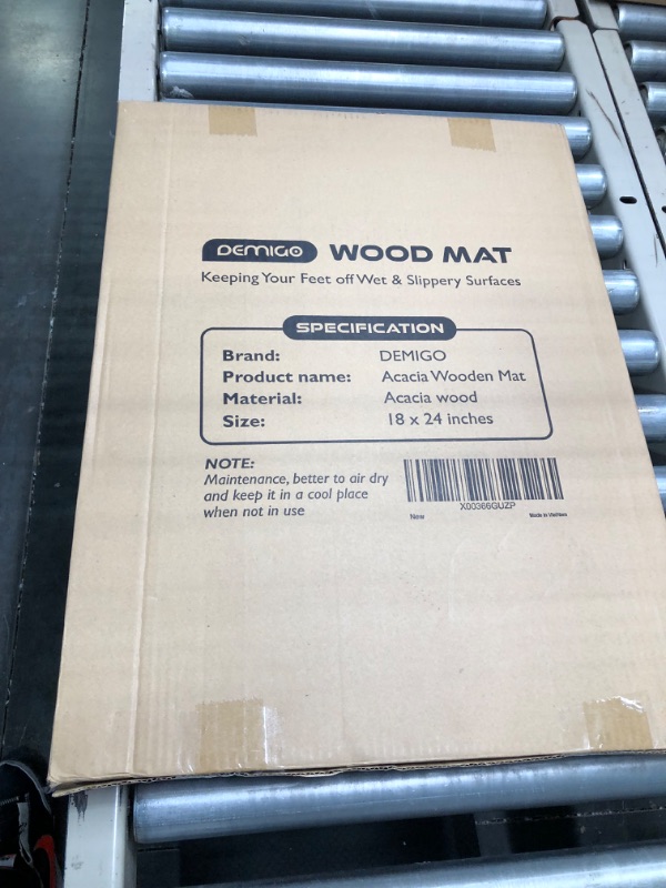 Photo 1 of Acacia Wood Bath Mat 18x24 Inches by Demigo, Luxury Shower Mat Non Slip for Bathroom Bathtub Shower Spa Garden Home, Wooden Floor Mat Rectangular Large for Outdoor and Indoor 24 x 18 inches