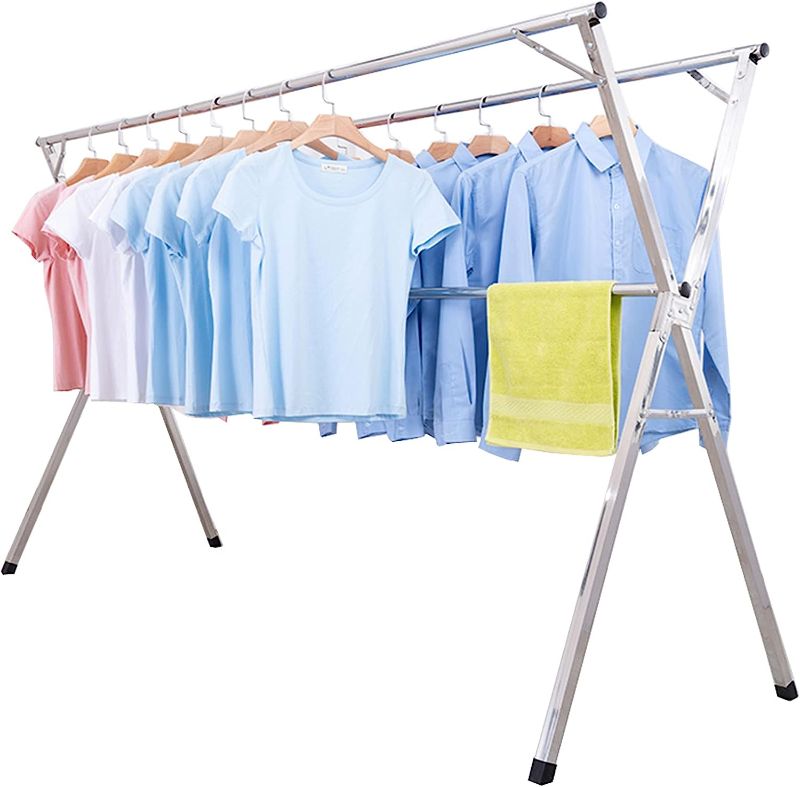 Photo 1 of AIODE Clothes Drying Rack for Laundry Foldable, 79 inch Stainless Steel Pool Towel Rack Outdoor Free Standing Clothing Hanger Indoor
