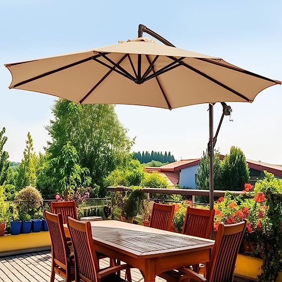 Photo 1 of wikiwiki H Series Patio Offset Hanging Umbrella 10 FT Cantilever Outdoor Umbrellas w/Infinite Tilt, Fade Resistant Waterproof Solution-Dyed Canopy & Cross Base, for Yard, Garden & Deck
(Orange)