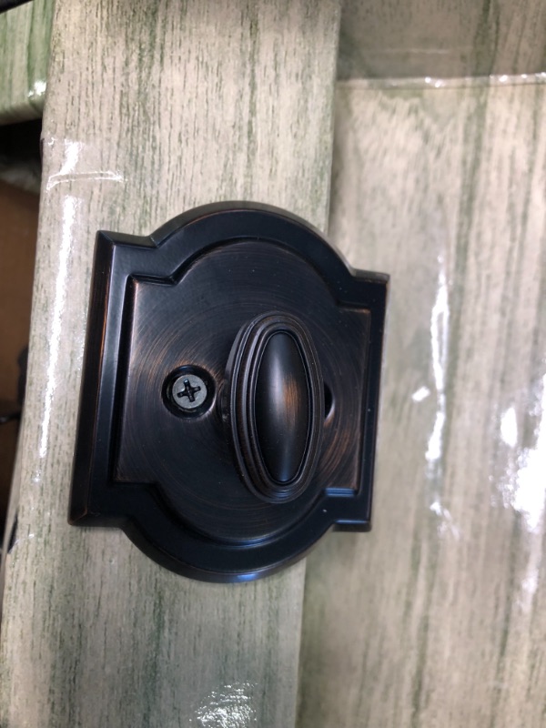 Photo 3 of Baldwin Medina Single Cylinder Front Door Handleset Featuring SmartKey Security in Venetian Bronze, Prestige Series with Traditional Door Hardware and Madrina Lever