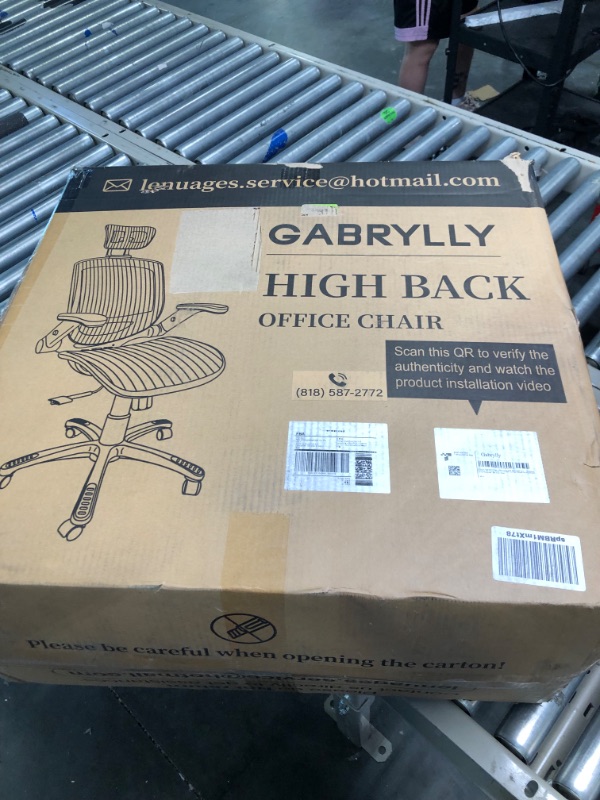 Photo 2 of GABRYLLY Ergonomic Mesh Office Chair, High Back Desk Chair - Adjustable Headrest with Flip-Up Arms, Tilt Function, Lumbar Support and PU Wheels, Swivel Computer Task Chair, Grey