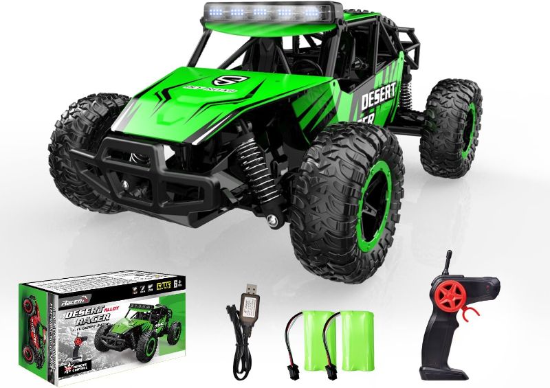 Photo 1 of RACENT RC Truck 1/16 Scale Remote Control Car Off-Road Remote Control Monster Truck Desert King Suvs with Lights All Terrain RC Car Toy Gift for Kids or Adults, Boys or Girls Green