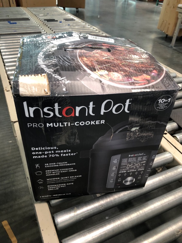 Photo 1 of Instant Pot Pro 10-in-1 Pressure Cooker, Slow Cooker, Rice/Grain Cooker, Steamer, Sauté, Sous Vide, Yogurt Maker, Sterilizer, and Warmer, Includes Free App with over 1900 Recipes, Black, 8 Quart