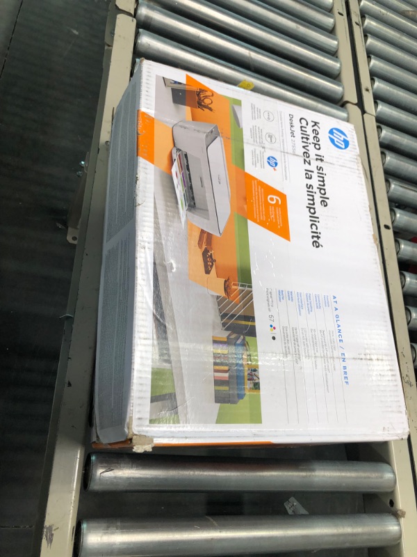 Photo 1 of HP DeskJet 2755e Wireless Color All-in-One Printer with bonus 6 months Instant Ink (26K67A), white