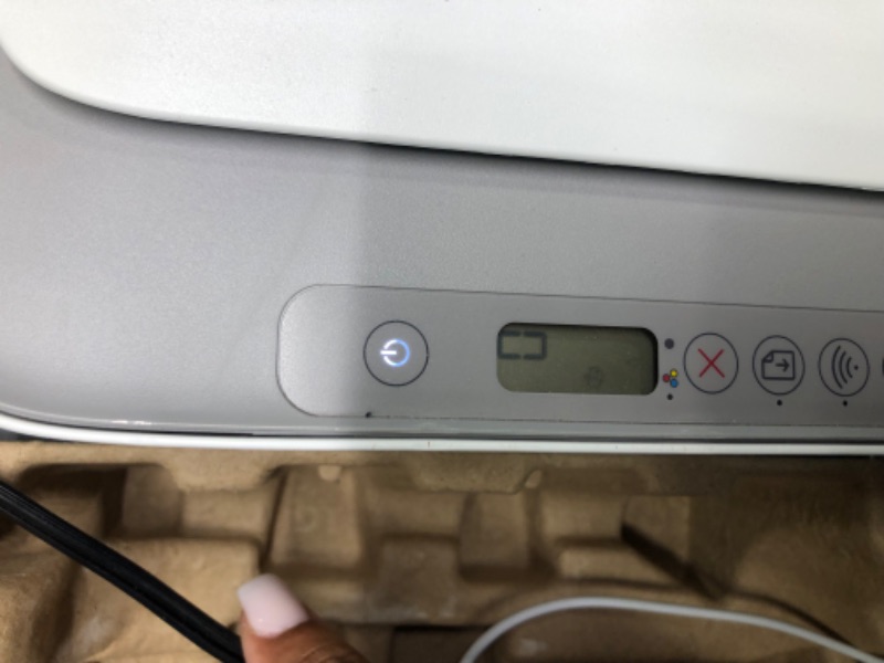 Photo 1 of HP DeskJet 2755e Wireless Color All-in-One Printer with bonus 6 months Instant Ink (26K67A), white
