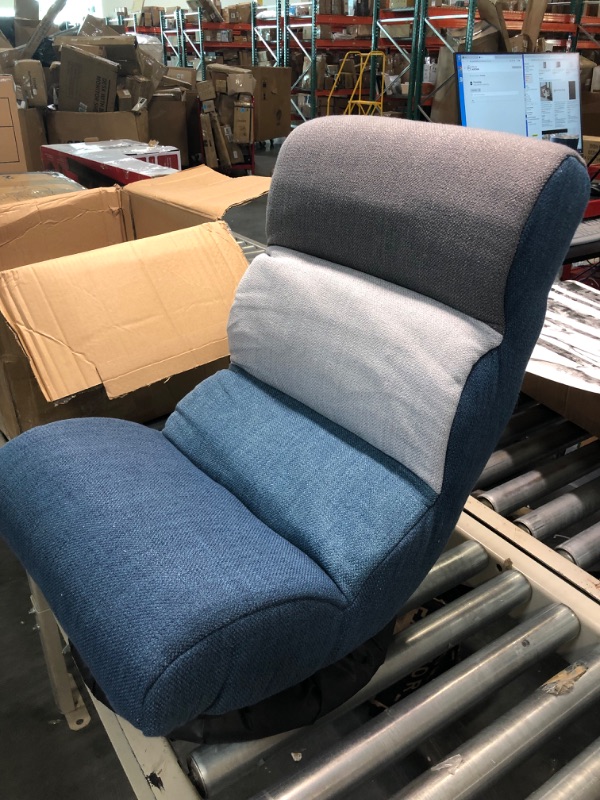 Photo 3 of Amazon Basics Swivel Compact Adjustable Foam Floor Chair, Blue, White, Grey, 26"D x 16.5"W x 20.5"H