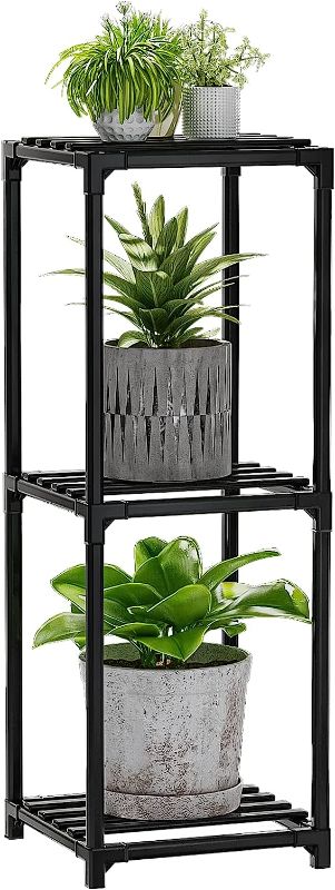 Photo 1 of Bamworld Black Plant Stand Outdoor 3 Tier Plant Shelf Indoor Corner Plant Holder for Multiple Pots Single Plant Stand for Small Space Patio Balcony Garden