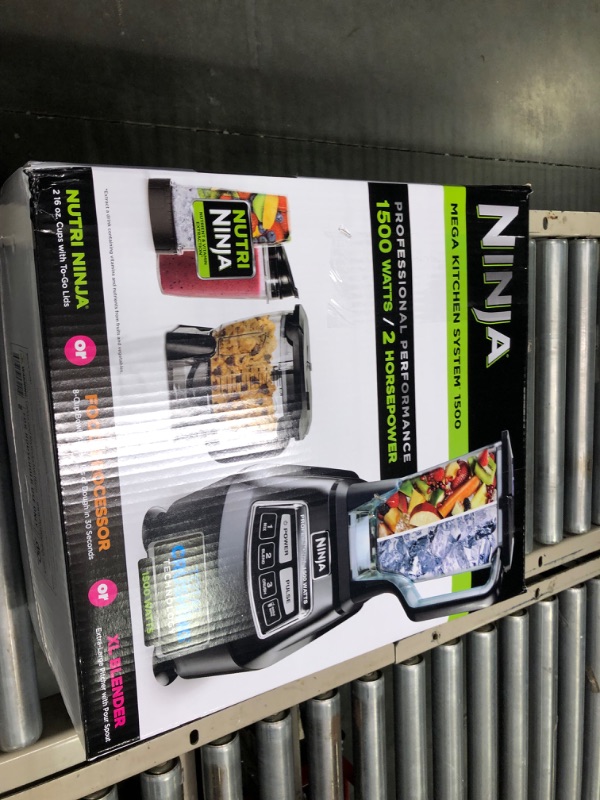 Photo 1 of Ninja BL770 Mega Kitchen System, 1500W, 4 Functions for Smoothies, Processing, Dough, Drinks & More, with 72-oz.* Blender Pitcher, 64-oz. Processor Bowl, (2) 16-oz. To-Go Cups & (2) Lids, Black BL770 Black