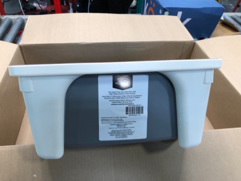 Photo 1 of Amazon Basics Tall Open Top Cat Litter Box with High Sides and Cat Litter Scoop