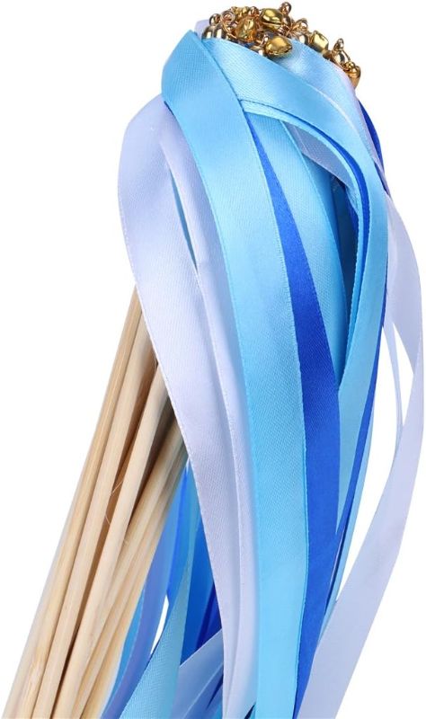 Photo 1 of 30pcs Ribbon Stick Wands Party Streamers for Wedding Party Activities (Royal Blue)