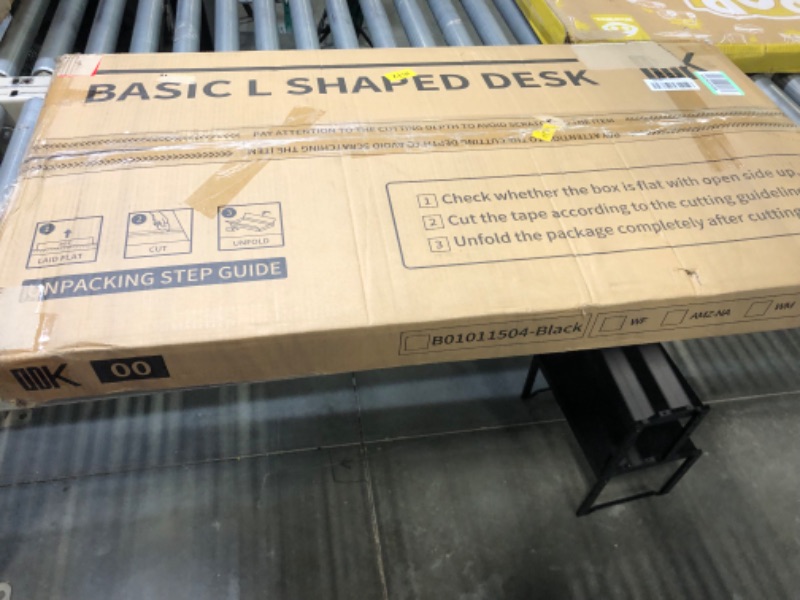 Photo 1 of Homieasy Small L Shaped Computer Desk, 47 Inch L-Shaped Corner Desk with Reversible Storage Shelves for Home Office Workstation, Modern Simple Style Writing Desk Table with Storage Bag(Black) Black 47inch