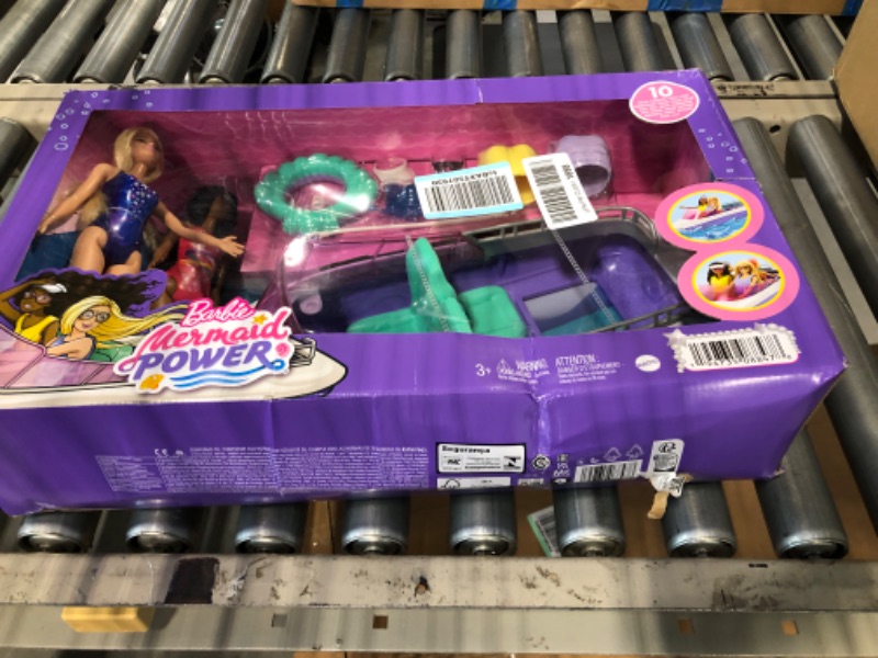 Photo 1 of Barbie Mermaid Power Playset with 2 Dolls & 18-inch Floating Boat with See-Through Bottom, 4 Seats & Accessories, Toy for 3 Year Olds & Up