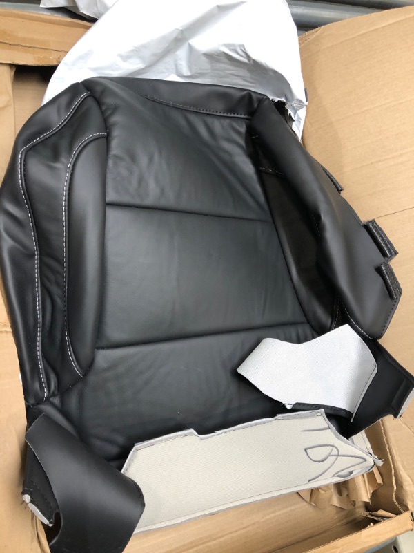 Photo 3 of Auto Seat Replacement 2014 2015 2016 2017 2018 Chevy Silverado Suburban Tahoe and GMC Yukon Sierra Genuine Leather Cover in Jet Black (Fits BOTH Driver & Passenger Bottom, NOT Perforated Black) Fits BOTH Driver & Passenger Bottom NOT Perforated Leather Je