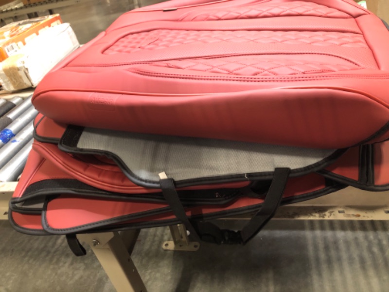 Photo 1 of Coverado Leather Seat Covers Full Set, 5 Seats Universal Seat Covers for Cars, Waterproof Luxury Leatherette Seat Cushions, Front and Rear Seat Protectors, Auto Seat Covers Fit for Most Vehicles Red Red FullSet