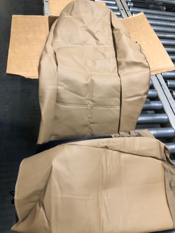 Photo 1 of P&J AUTO Premium PU Leather Car Seat Cover Full Set in 11pcs Universal Fit for Cars Trucks Vans & SUVs Airbag Compatible Beige