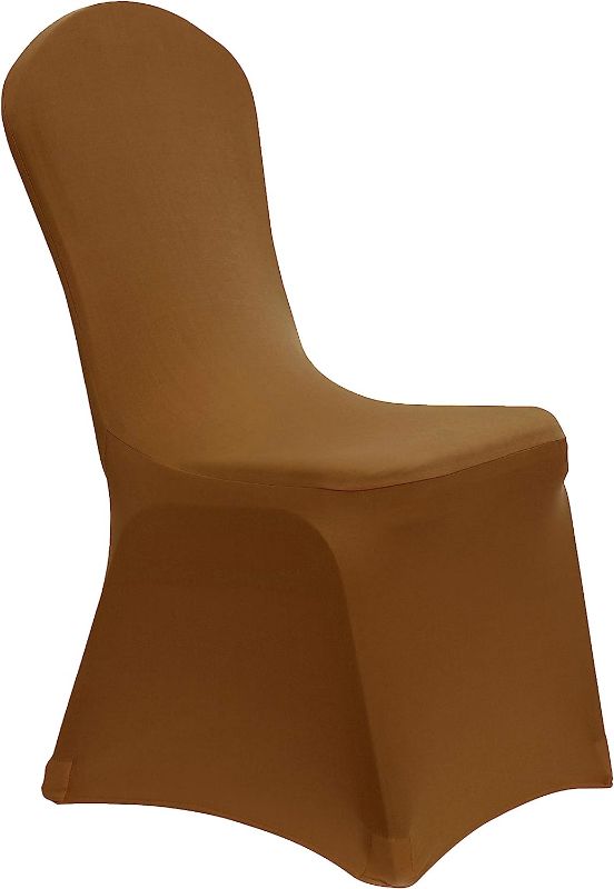Photo 1 of 20 PCS Light Coffee Spandex Dining Room Chair Covers for Living Room - Universal Stretch Chair Slipcovers Protector for Wedding, Banquet, and Party