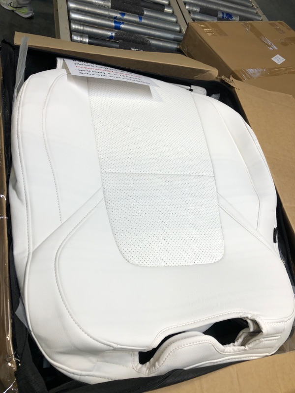 Photo 2 of INCH EMPIRE Seat Cover Custom Fit for Tesla Model Y Synthetic Leather Car Seat Cushion Protector for 2020 2021 2022 2023 Customized (Lichi White Model Y) Model Y White