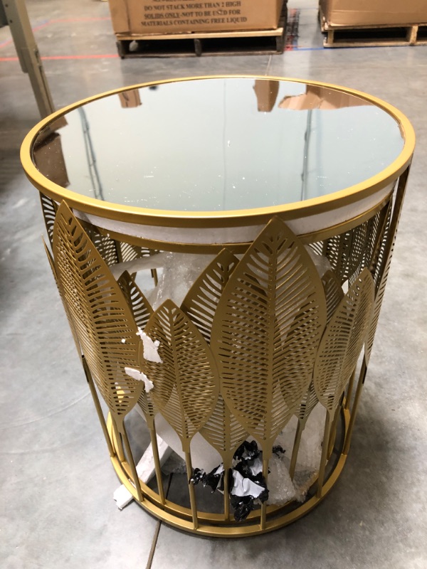 Photo 3 of Adeco Set of 2 Side, Decorative Round Metal Accent End Nightstands, Coffee Plant Stand for Living Room Bedroom Nesting Tables, Gold Leaf