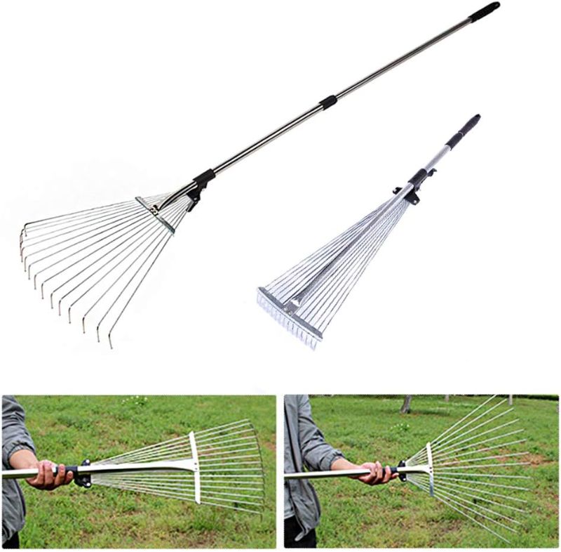 Photo 1 of Leaf Rake for Yard Lawns Collapsible Rake Camping Retractable Garden Leaf Scoops Hand Rakes for Gardening Raking Leaves Metal Telescopic Rake (Silver)
14
