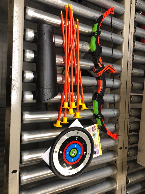 Photo 2 of BELLOCHIDDO Bow and Arrow for Kids 4-6 - Kids Archery Set with LED Lights, Includes 8 Suction Cup Arrows, Target & Quiver, Indoor & Outdoor Toys for 3 4 5 6 7 8 9 10 11 12 Year Old Boys Green