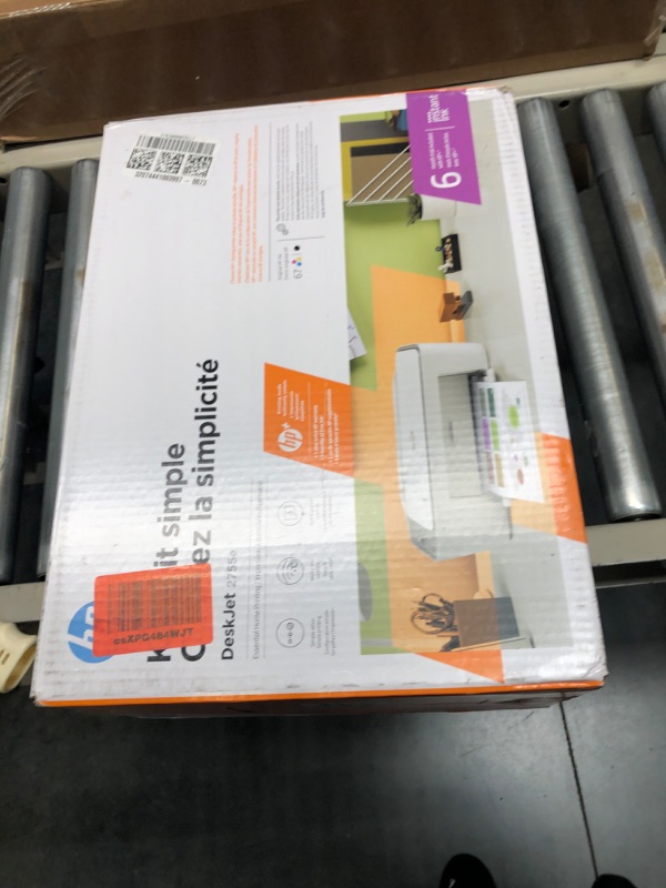Photo 1 of HP DeskJet 2755e Wireless Color All-in-One Printer with bonus 6 months Instant Ink (26K67A), white