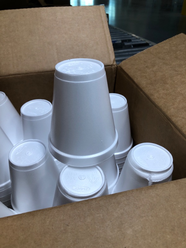 Photo 2 of 12 Oz Disposable Foam Cups (100 Pack), White Foam Cup Insulates Hot & Cold Beverages, Made in the USA, To-Go Cups - for Coffee, Tea, Hot Cocoa, Soup, Broth, Smoothie, Soda, Juice 100 Count (Pack of 1) 12oz - White