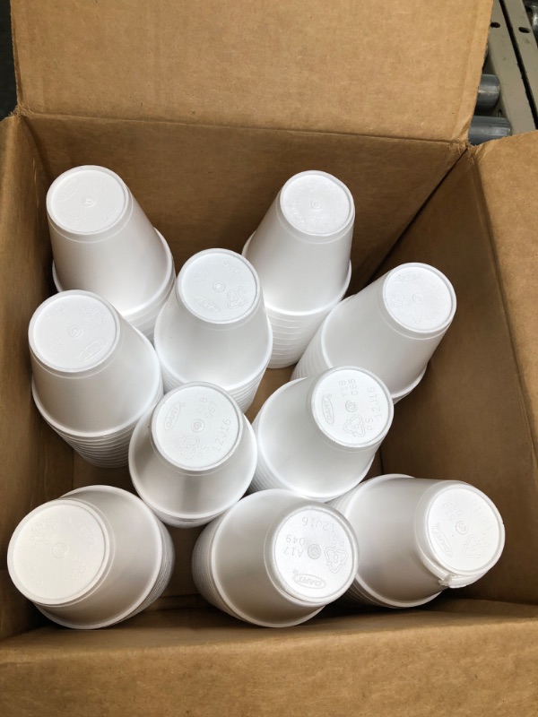 Photo 3 of 12 Oz Disposable Foam Cups (100 Pack), White Foam Cup Insulates Hot & Cold Beverages, Made in the USA, To-Go Cups - for Coffee, Tea, Hot Cocoa, Soup, Broth, Smoothie, Soda, Juice 100 Count (Pack of 1) 12oz - White