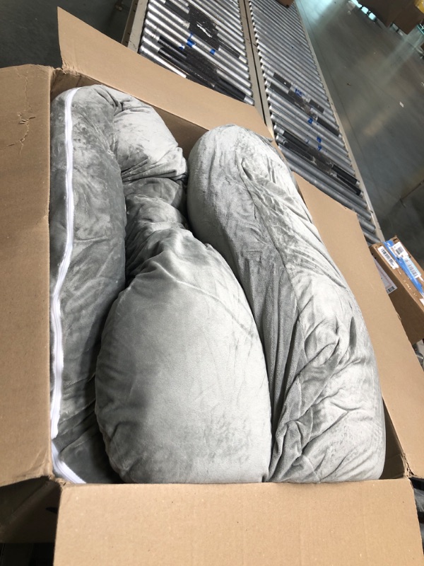 Photo 1 of AngQi Pregnancy Body Pillow with Gray Velvet Cover, U Shaped Full Body Pillow Maternity Pillow 70 Inch Grey - Soft Velvet