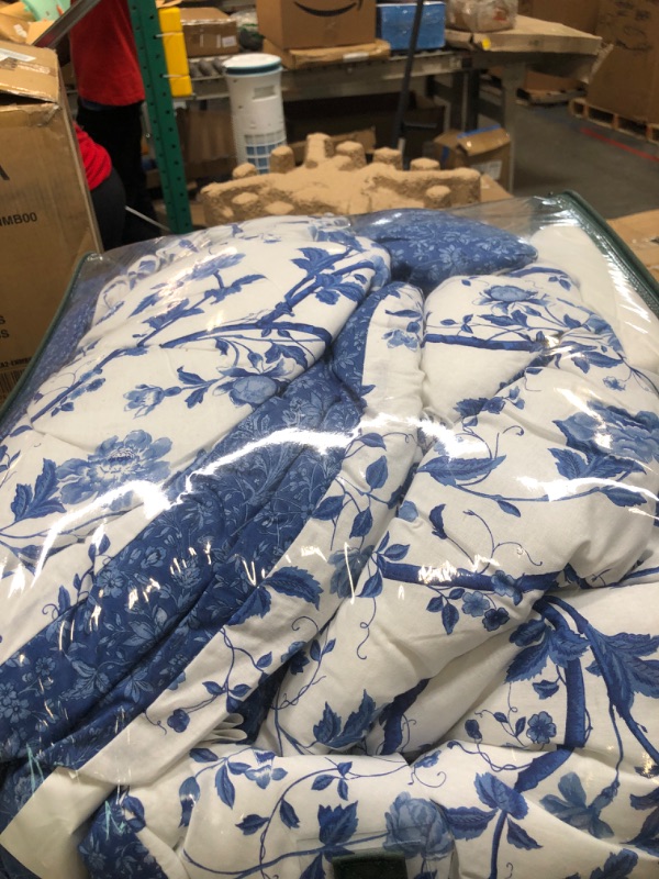 Photo 2 of Laura Ashley Home - Elise Collection - Luxury Ultra Soft Comforter, All Season Premium Bedding Set, Stylish Delicate Design for Home Décor, Blue, King King Blue