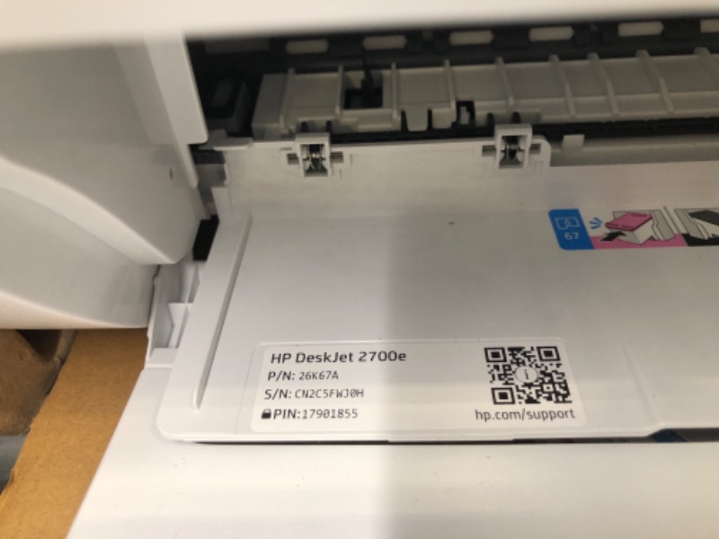 Photo 4 of HP DeskJet 2755e Wireless Color All-in-One Printer with bonus 6 months Instant Ink (26K67A), white