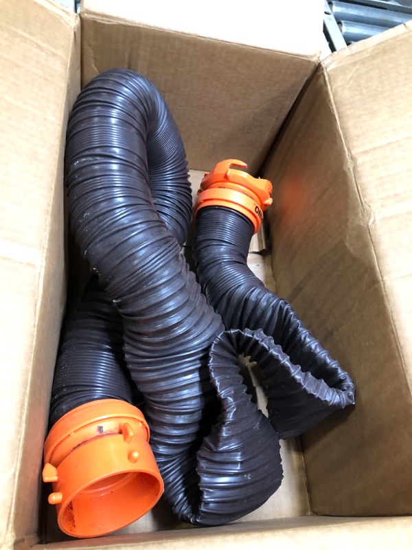 Photo 2 of Camco RhinoEXTREME 20ft RV Sewer Hose Kit, Includes Swivel Fitting and Translucent Elbow with 4-In-1 Dump Station Fitting, Crush Resistant, Storage Caps Included - 39867